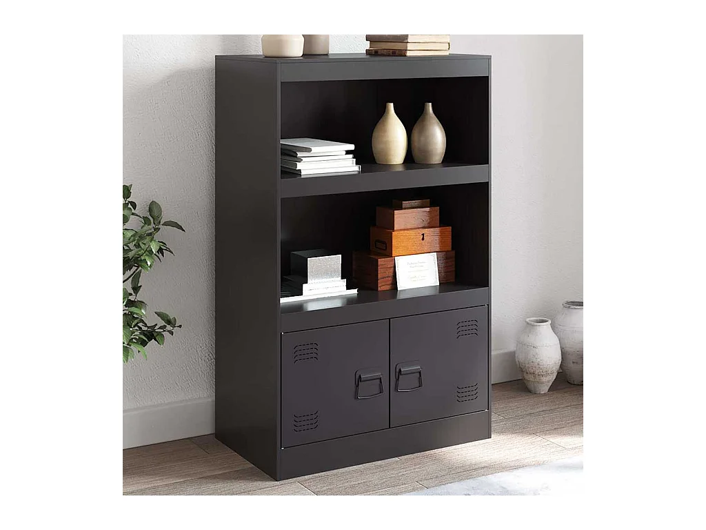 Buffet noir 67x39x107 cm acier