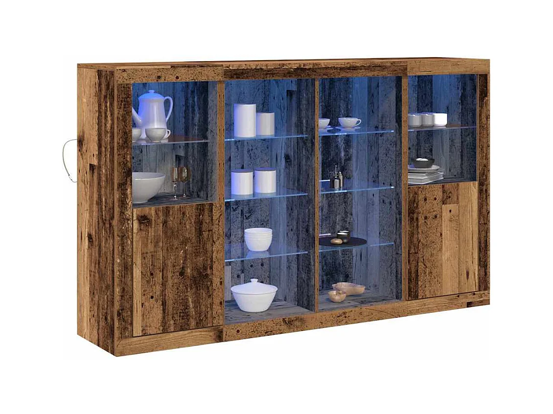 Buffet avec Lumières LED Vieux Bois 163x37x100 cm Bois d'ingénierie