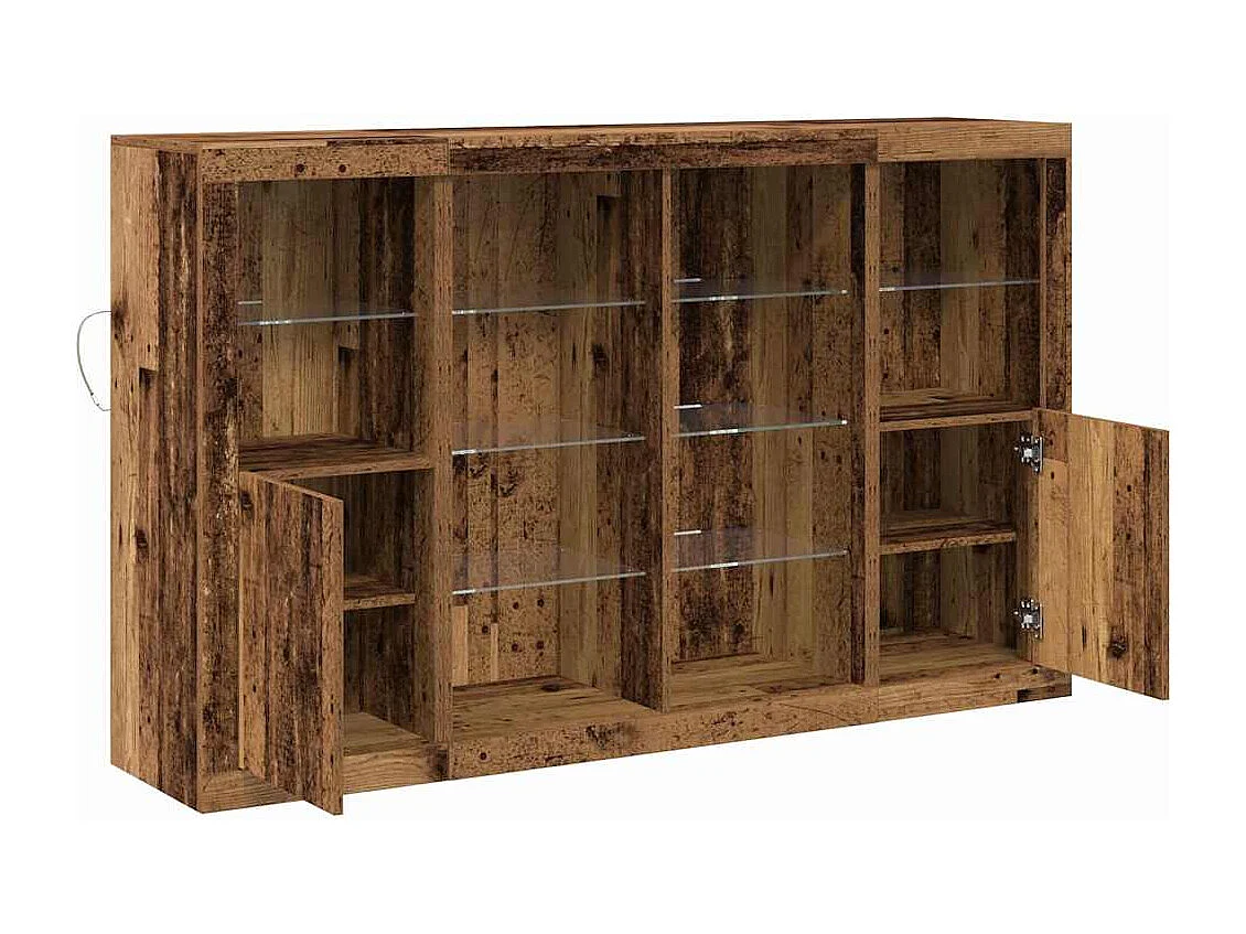 Buffet avec Lumières LED Vieux Bois 163x37x100 cm Bois d'ingénierie
