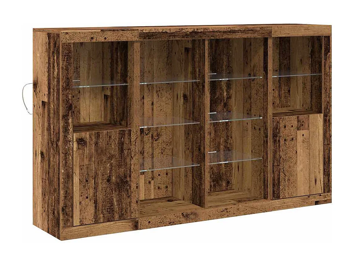 Credenza con luci LED Old Wood 163x37x100 cm Legno ingegnerizzato