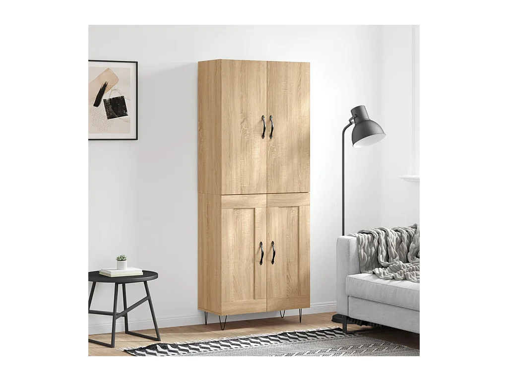Hoog dressoir Sonoma eiken 69,5x34x180 cm Technisch hout