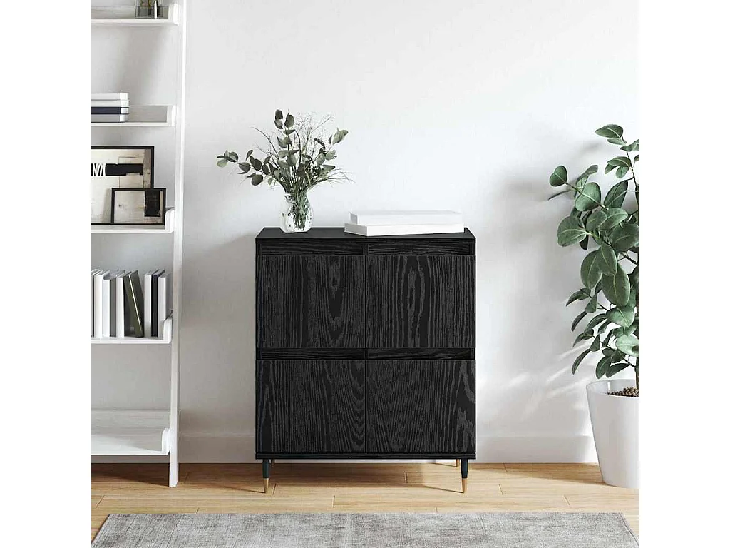 Dressoir met opbergruimte en deur Zwart 60 x 35 x 70 cm Technisch hout