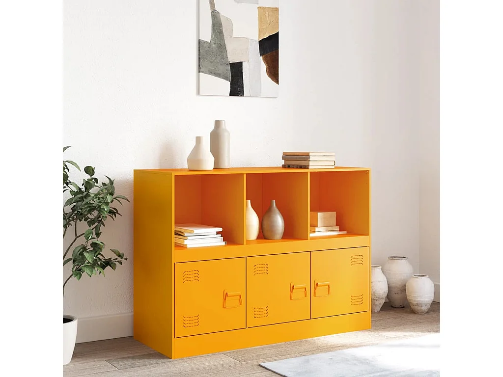 Aparador amarillo mostaza 99x39x73 cm acero