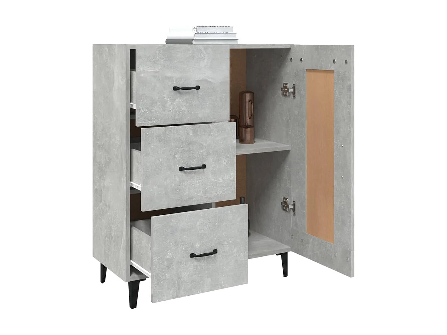 Credenza grigio cemento 69,5x34x90 cm in legno ingegnerizzato