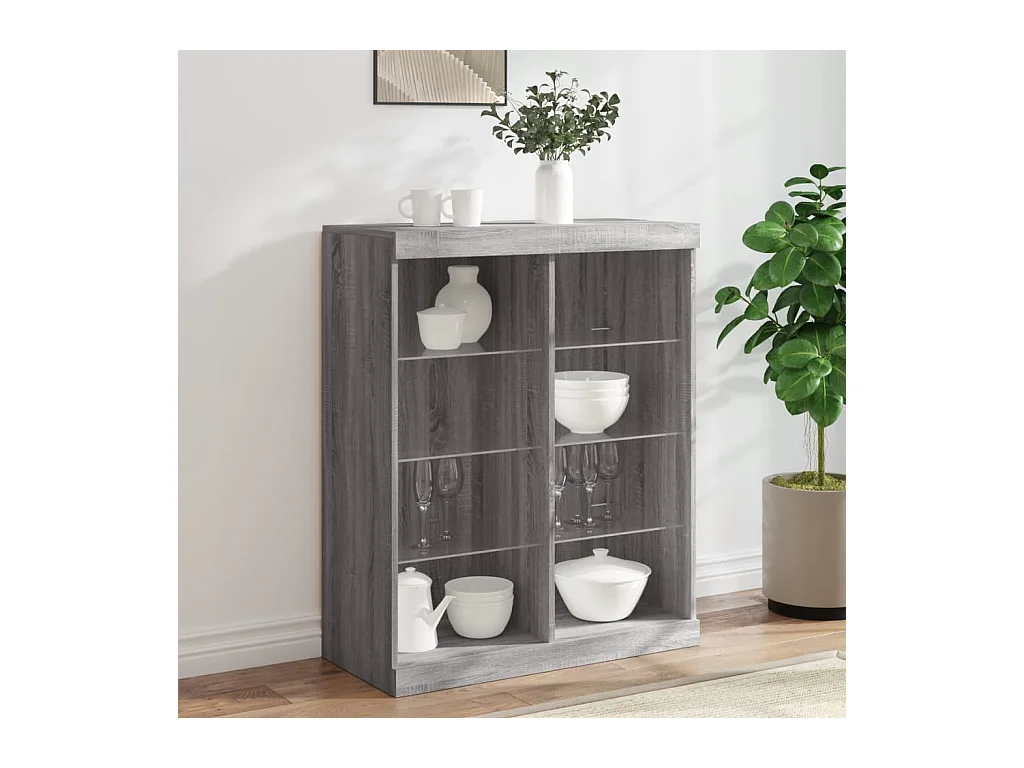 Buffet avec lumières LED sonoma gris 81x37x100 cm