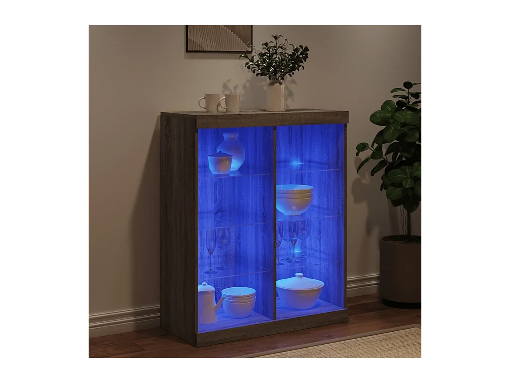 Buffet avec lumières LED sonoma gris 81x37x100 cm