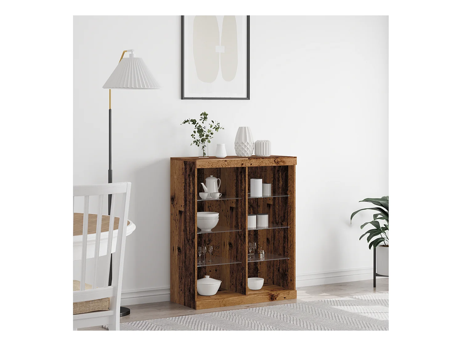 Credenza con illuminazione a LED in legno vecchio 41x37x100 cm