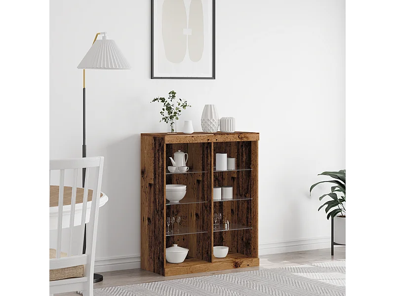 Credenza con illuminazione a LED in legno vecchio 41x37x100 cm