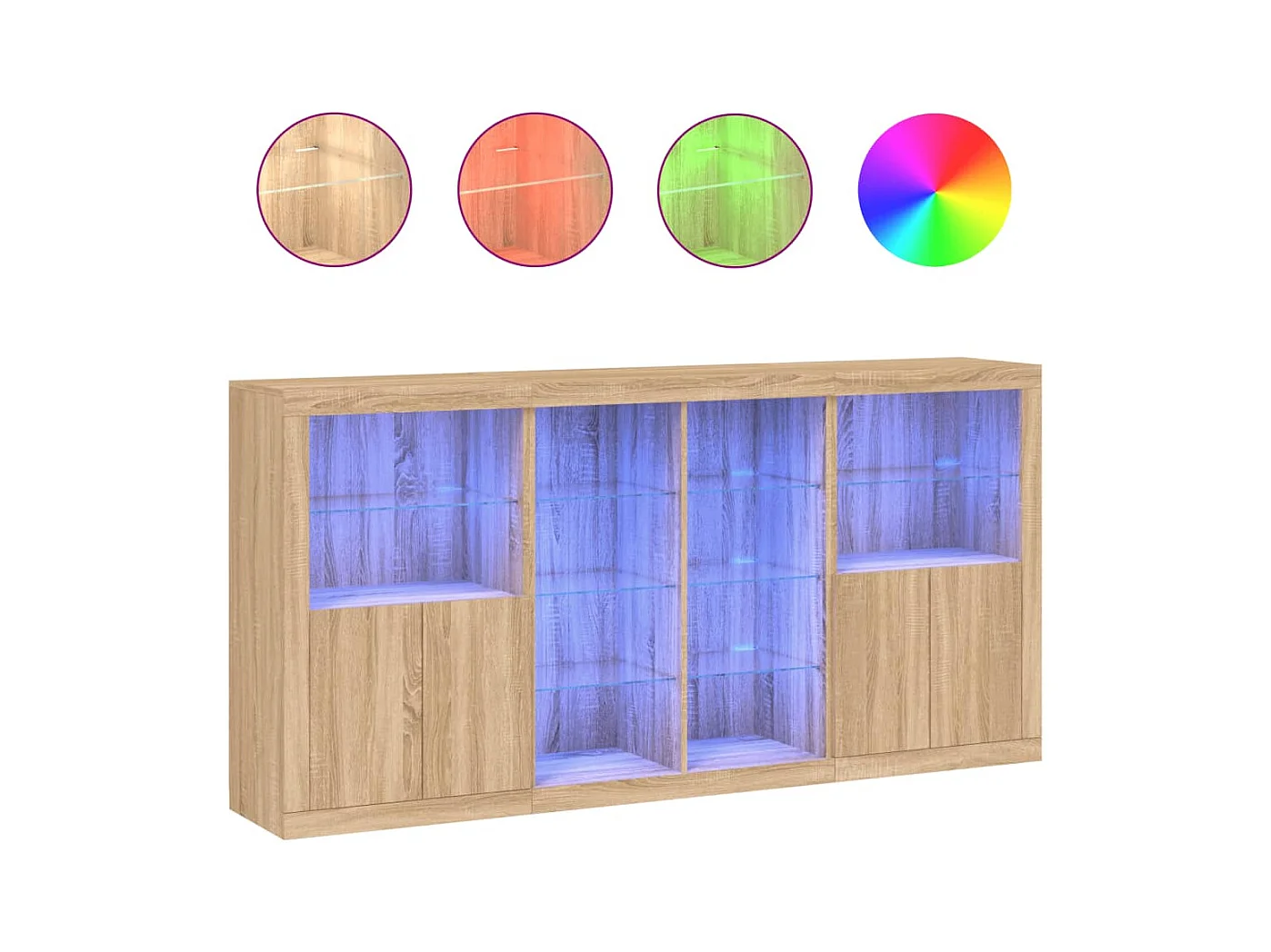 Sideboard mit LED-Leuchten Sonoma Eiche 202x37x100 cm