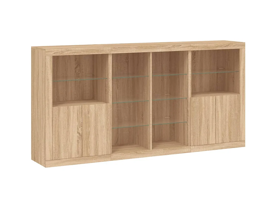 Sideboard mit LED-Leuchten Sonoma Eiche 202x37x100 cm