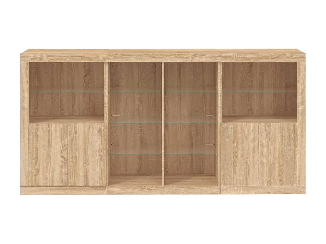 Sideboard mit LED-Leuchten Sonoma Eiche 202x37x100 cm
