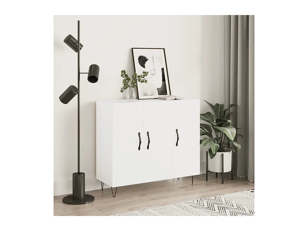 Buffet blanc 90x34x80 cm bois d'ingénierie