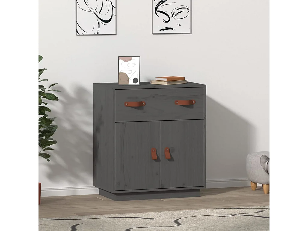 Buffet Gris 65,5x40x75 cm Bois massif de pin