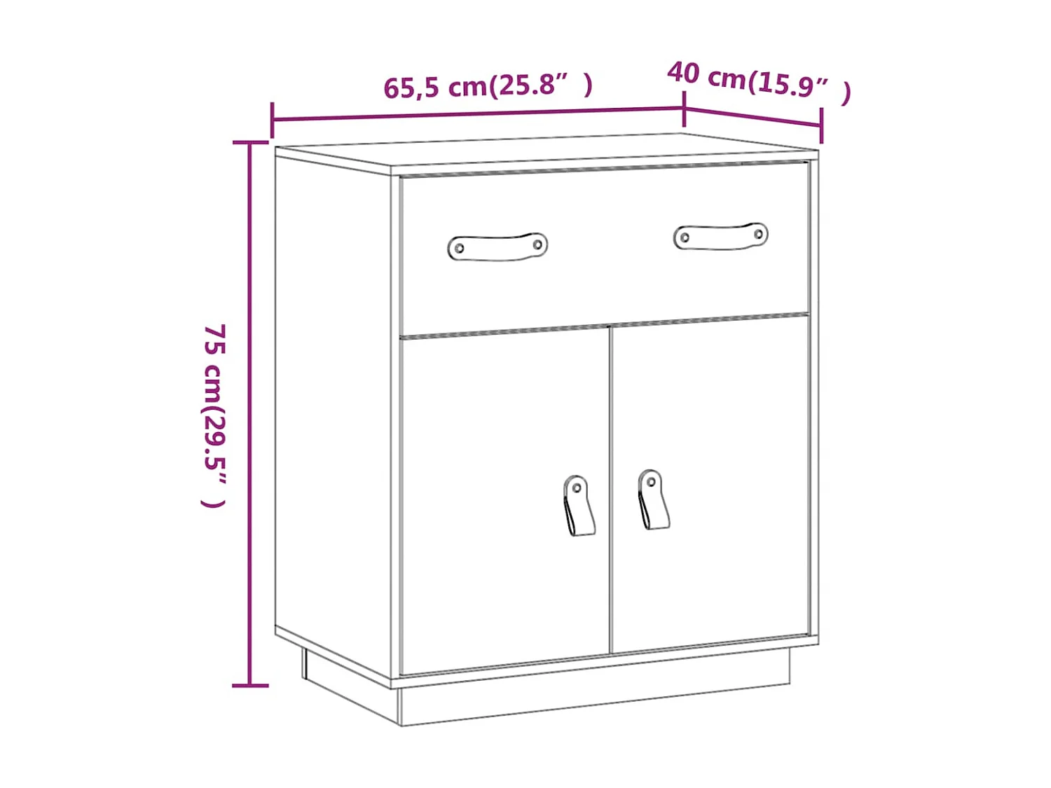 Buffet Gris 65,5x40x75 cm Bois massif de pin