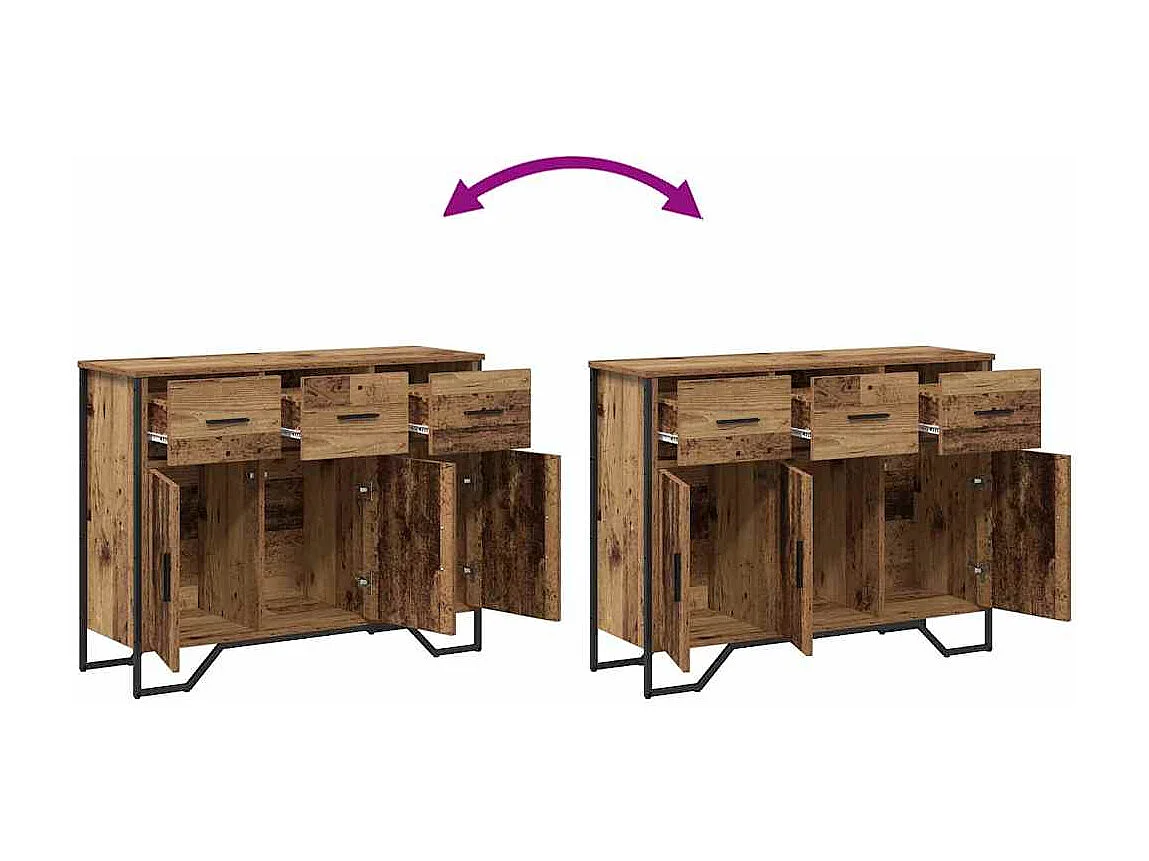 Bahut en vieux bois chêne 97x32,5x74,5 cm Bois reconstitué