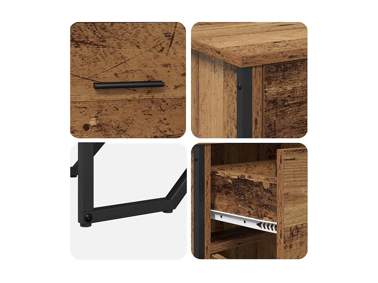 Kommode aus altem Eichenholz 97x32,5x74,5 cm Rekonstituiertes Holz