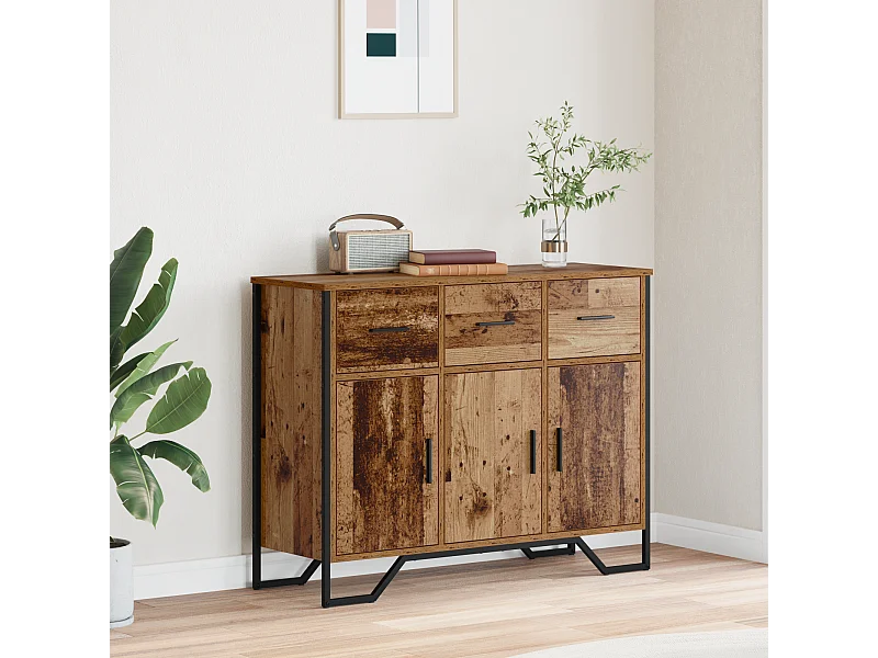 Bahut en vieux bois chêne 97x32,5x74,5 cm Bois reconstitué