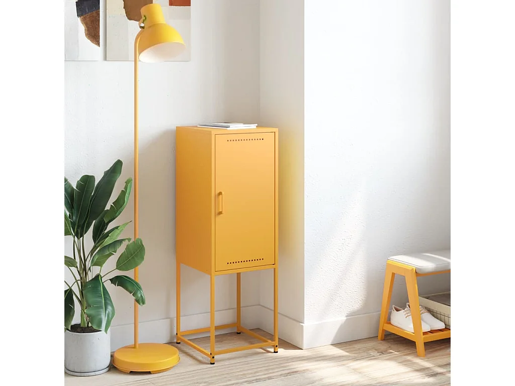 Mosterdgeel dressoir 36x39x107 cm staal