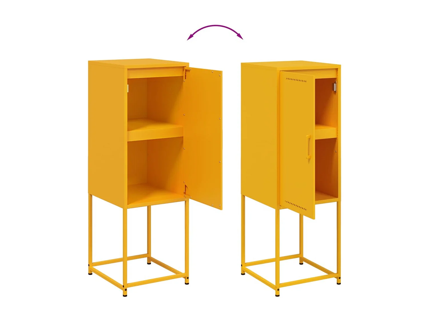 Mosterdgeel dressoir 36x39x107 cm staal