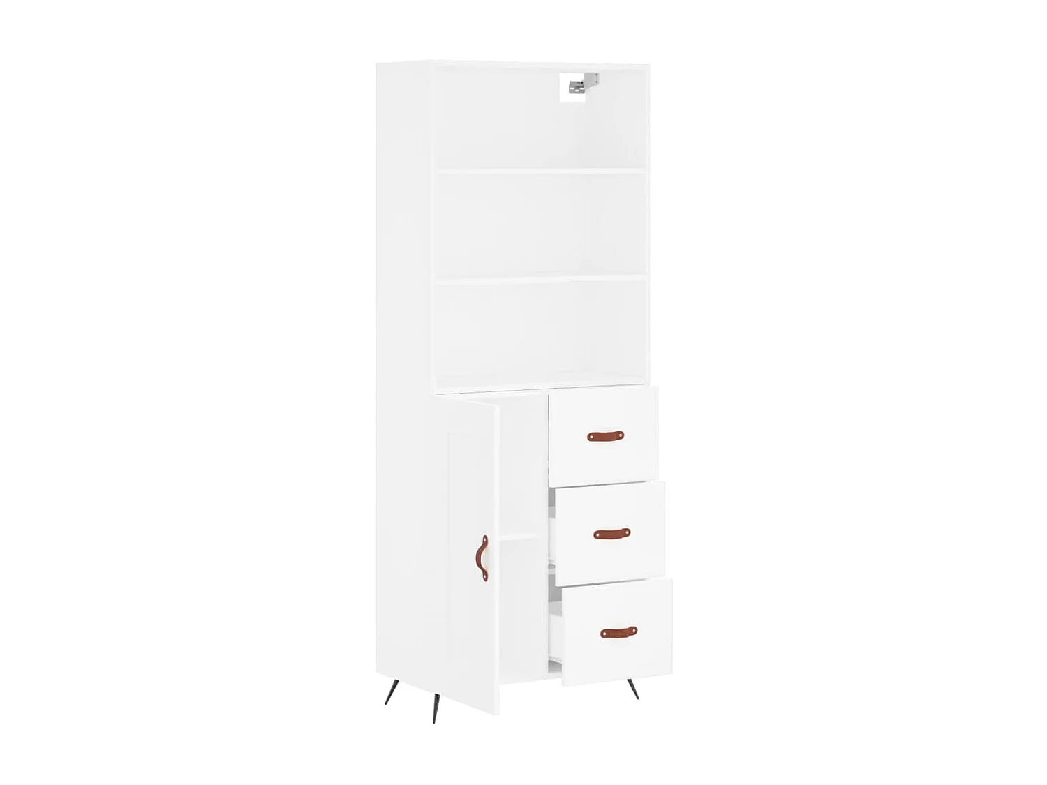 Aparador alto blanco 69,5x34x180 cm Madera contrachapada