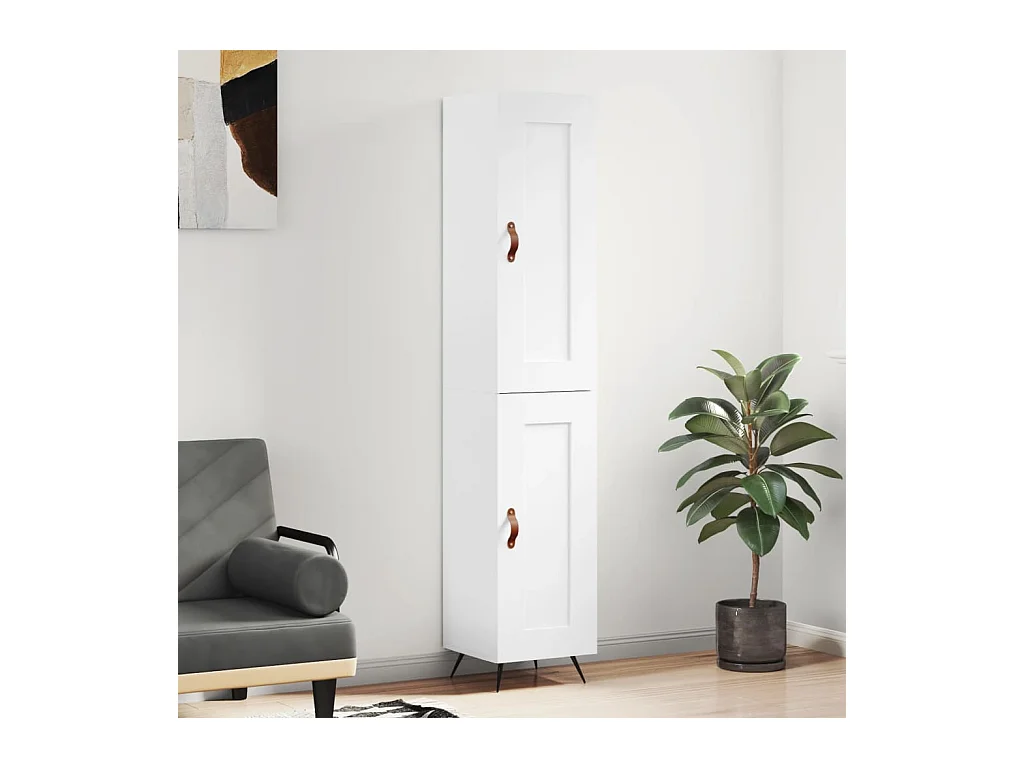 Credenza alta Bianco lucido 34,5x34x180 cm Legno composito