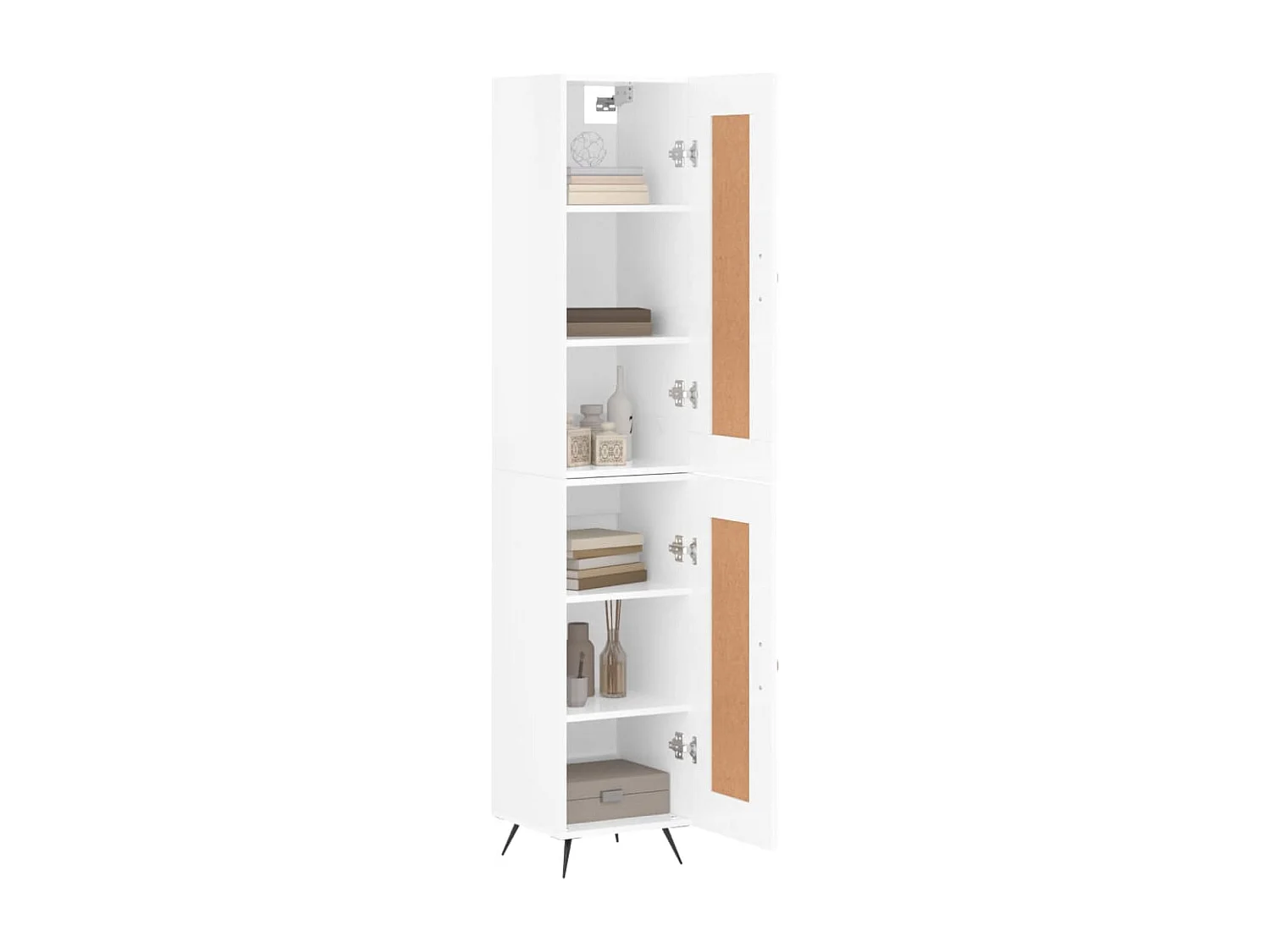 Buffet haut Blanc brillant 34,5x34x180 cm Bois d'ingénierie