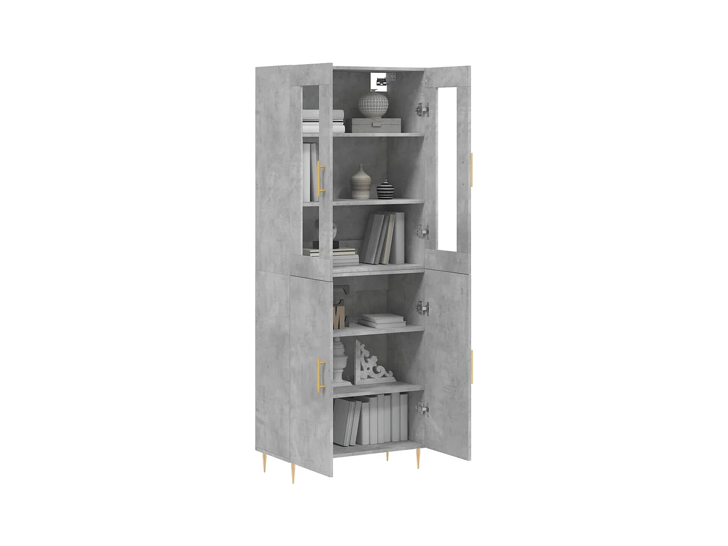 Buffet haut Gris béton 69,5x34x180 cm Bois d'ingénierie