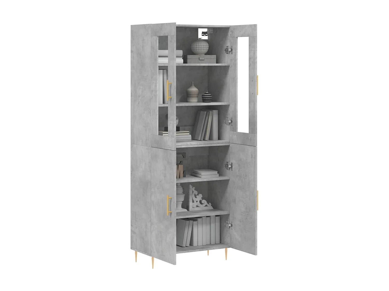 Buffet haut Gris béton 69,5x34x180 cm Bois d'ingénierie