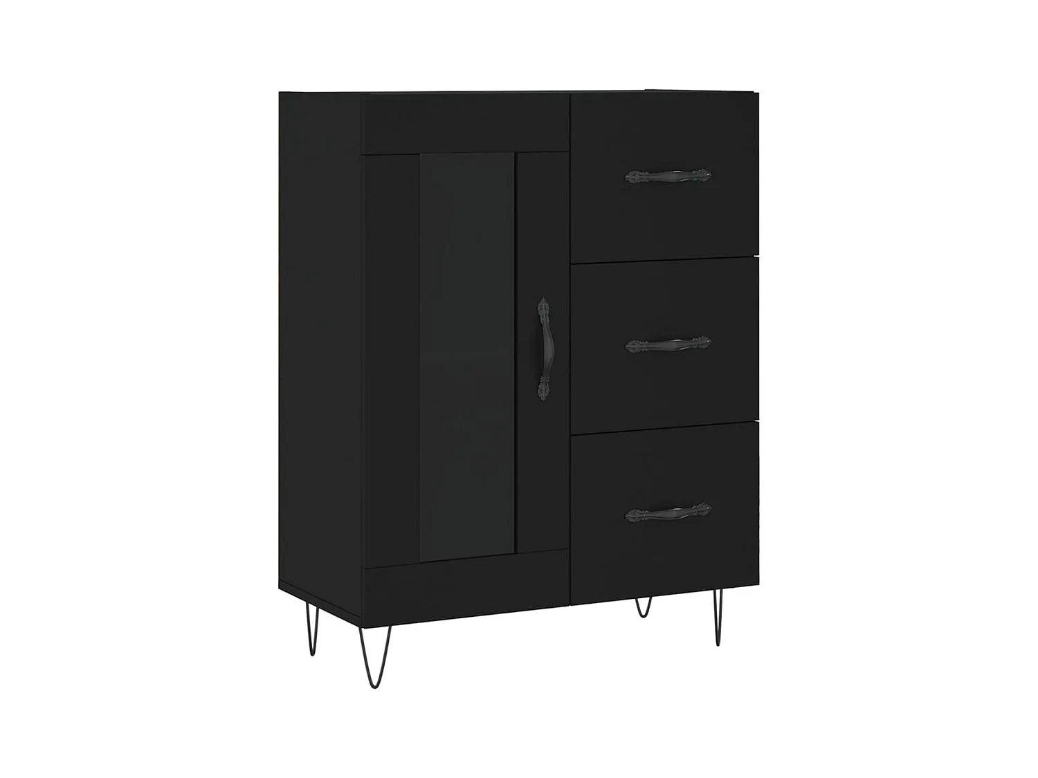 Credenza nera 69,5x34x90 cm in legno ingegnerizzato