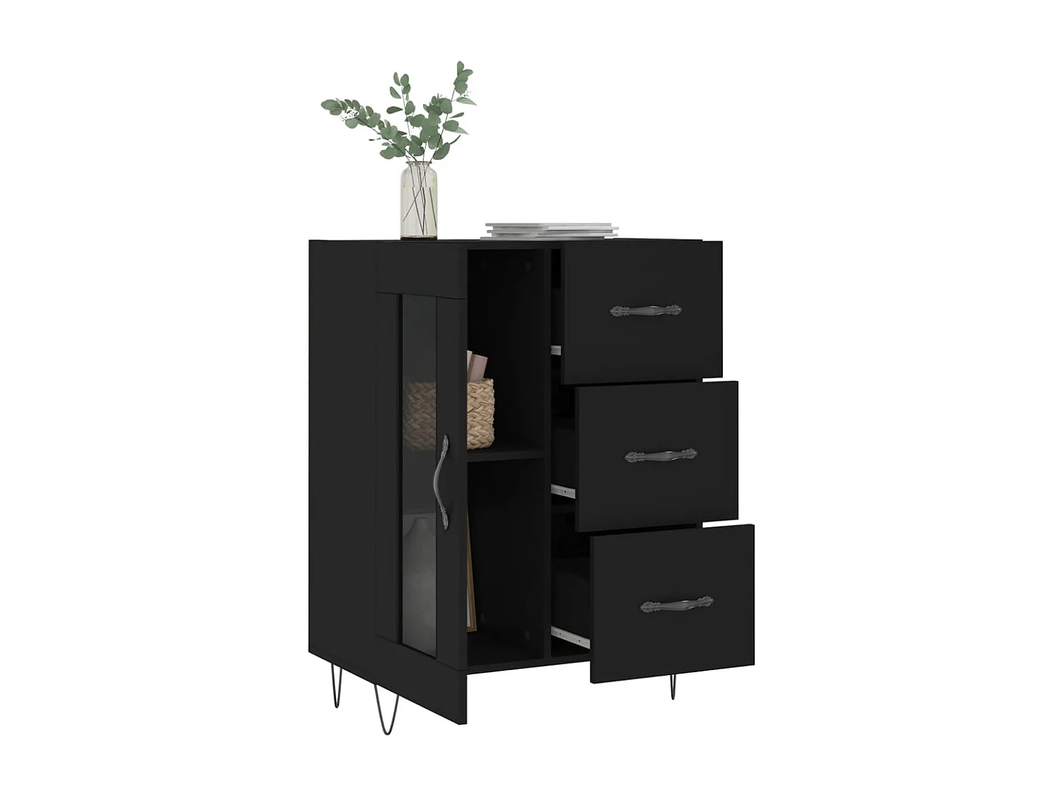 Buffet noir 69,5x34x90 cm bois d'ingénierie