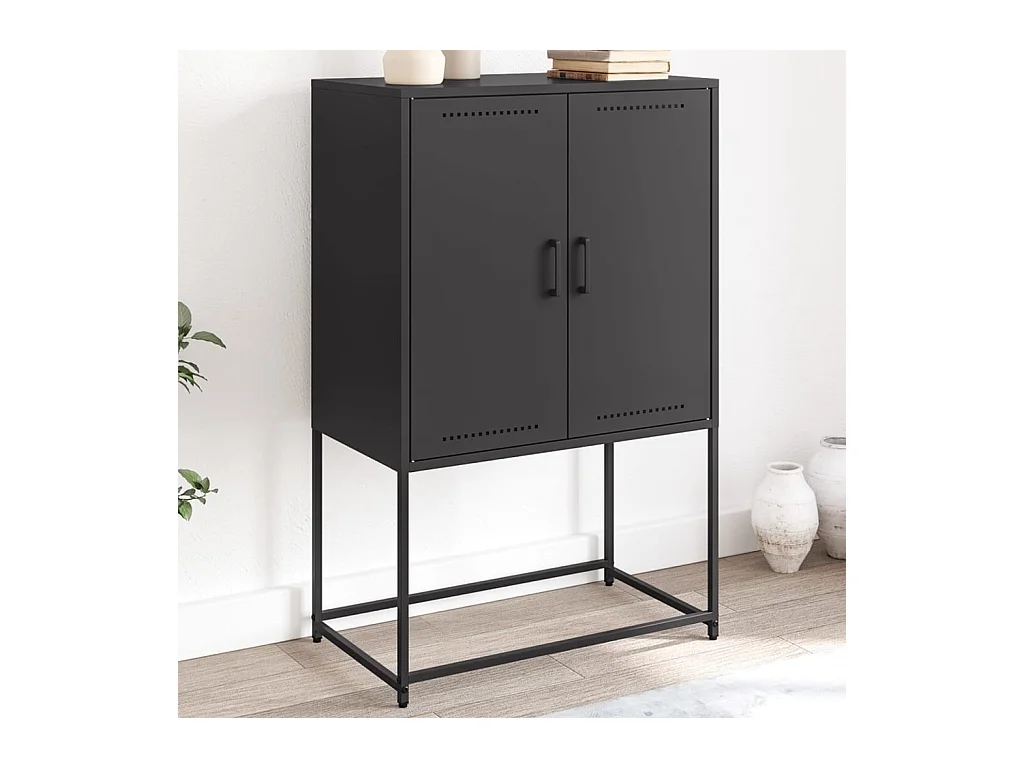 Credenza alta nera 68,5x38,5x107 cm acciaio
