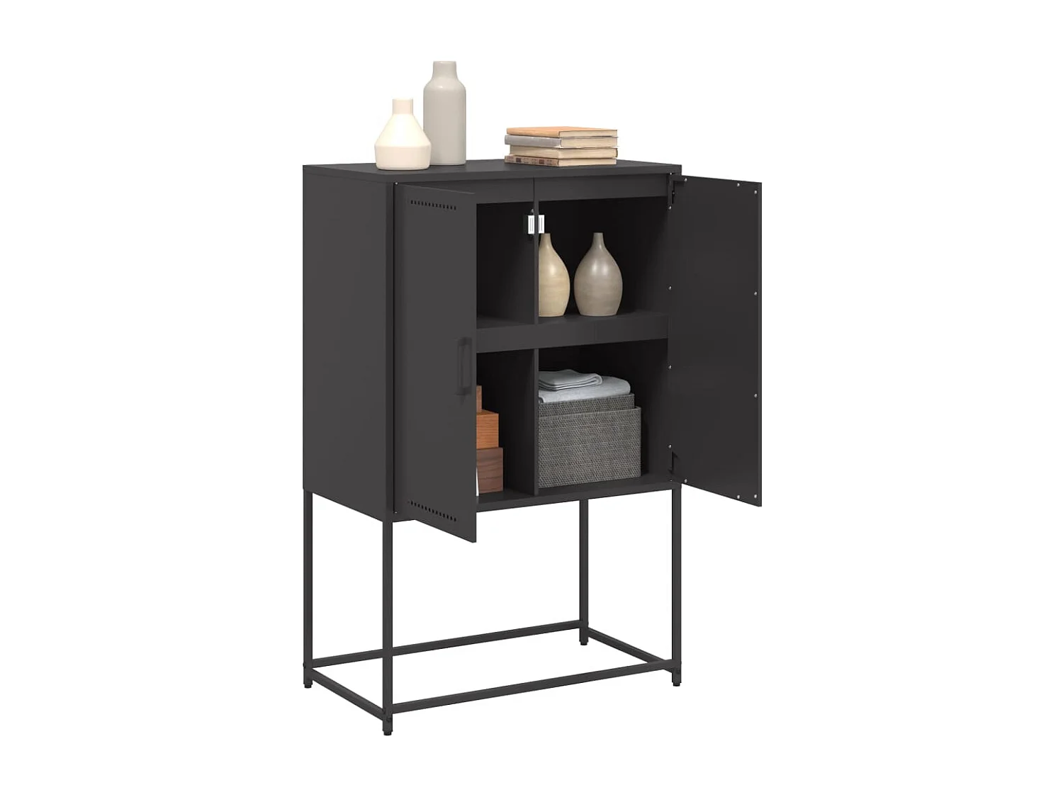 Buffet haut noir 68,5x38,5x107 cm acier