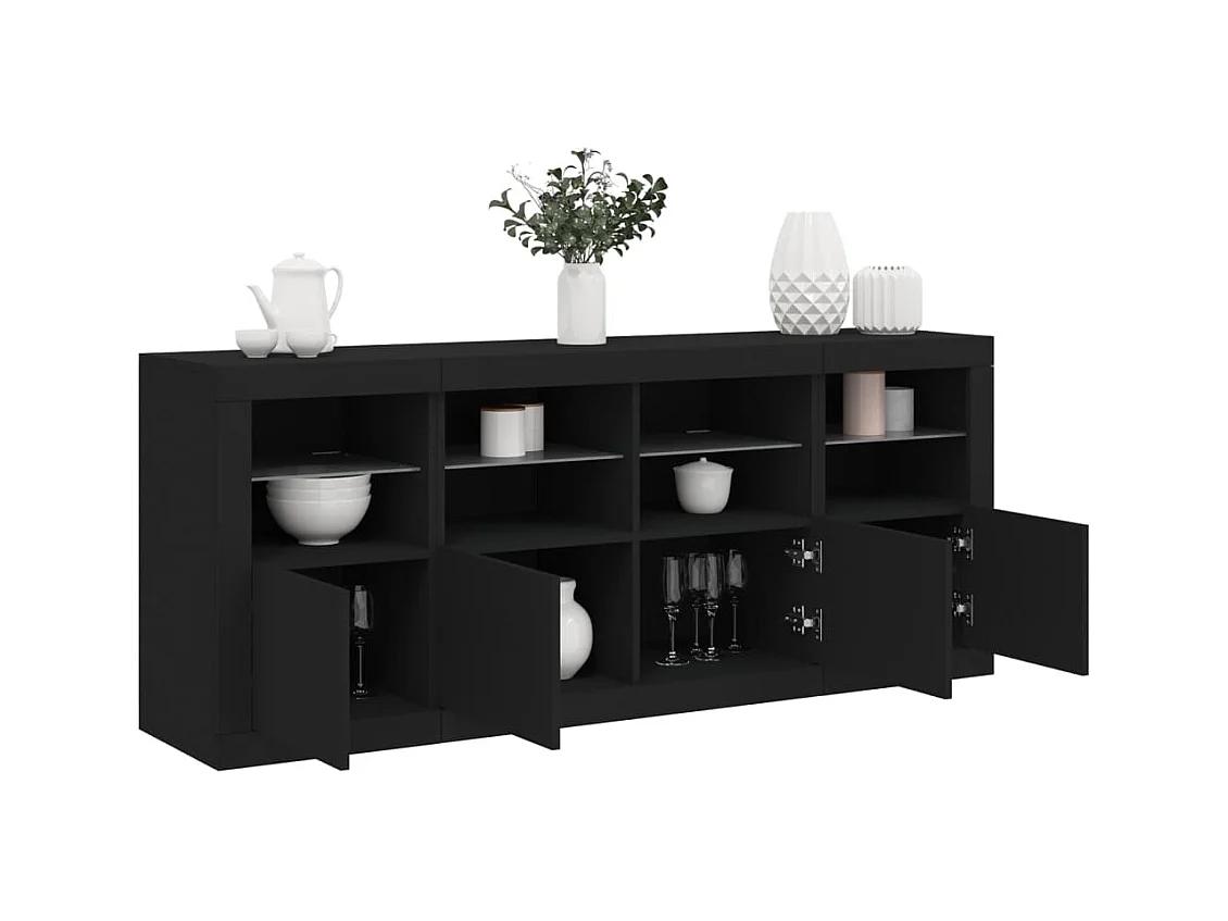 Dressoir met LED-verlichting zwart 163x37x67 cm