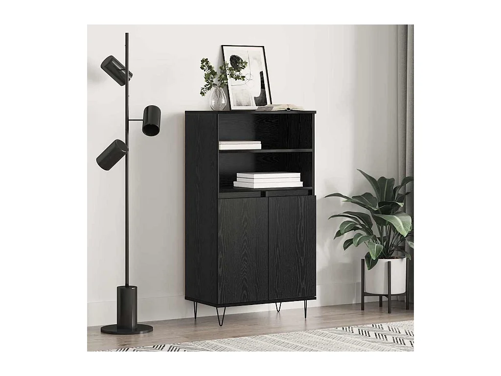 Haut Armoire Noir 60 x 36 x 110 cm Bois d'ingénierie