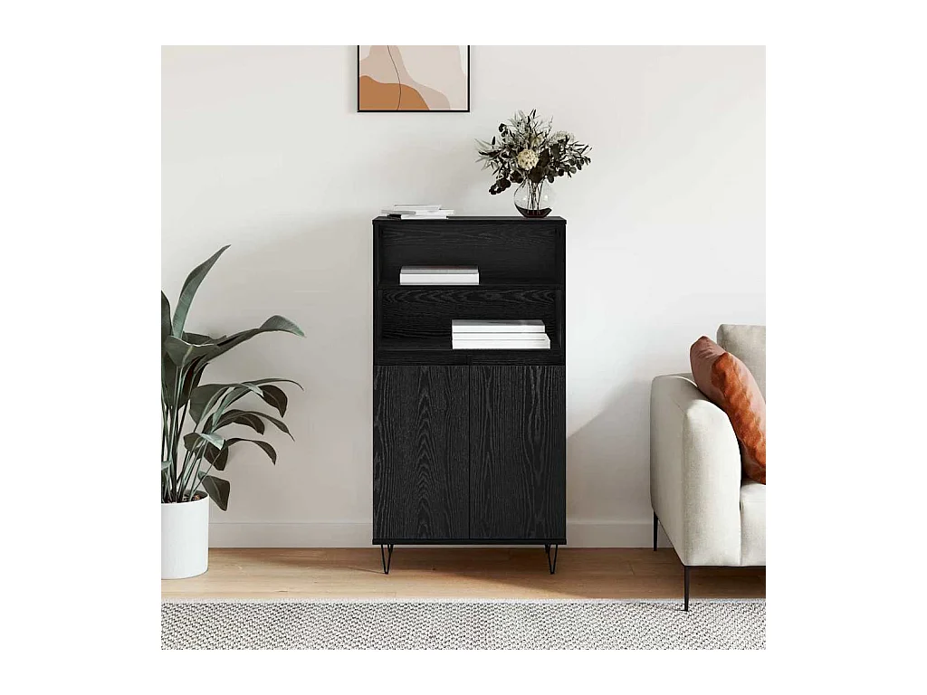 Haut Armoire Noir 60 x 36 x 110 cm Bois d'ingénierie