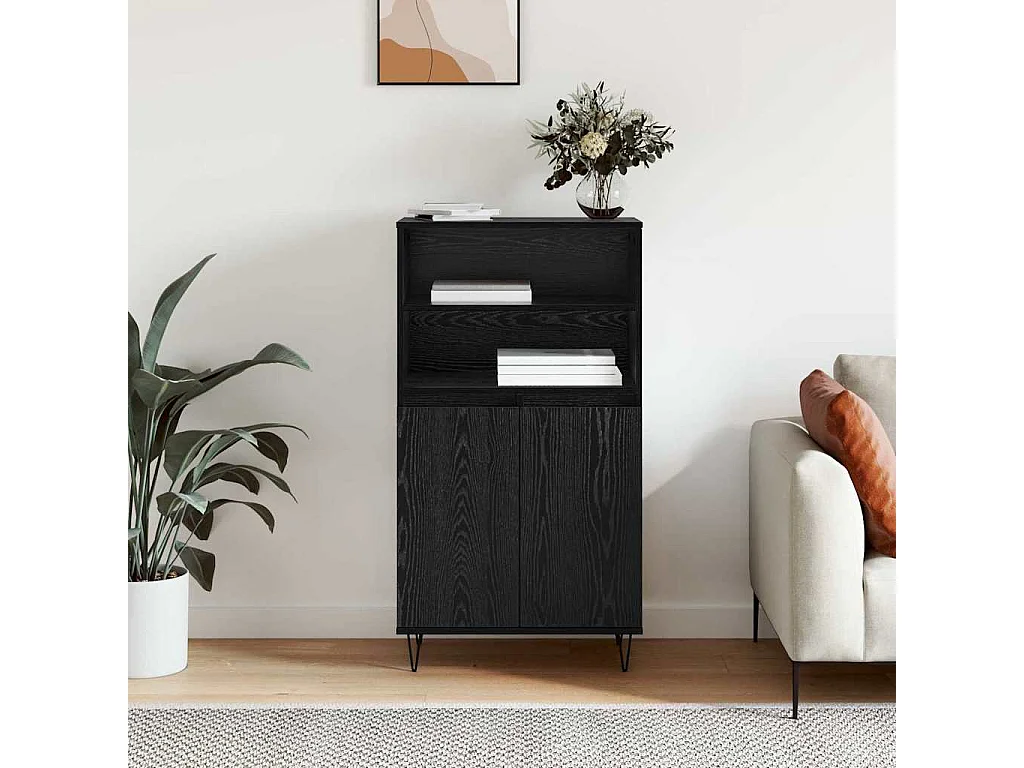 Haut Armoire Noir 60 x 36 x 110 cm Bois d'ingénierie