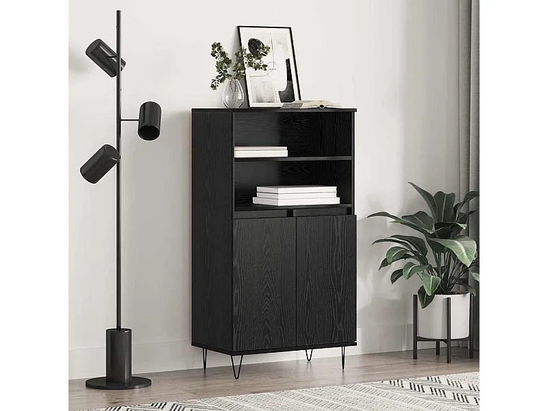 Haut Armoire Noir 60 x 36 x 110 cm Bois d'ingénierie