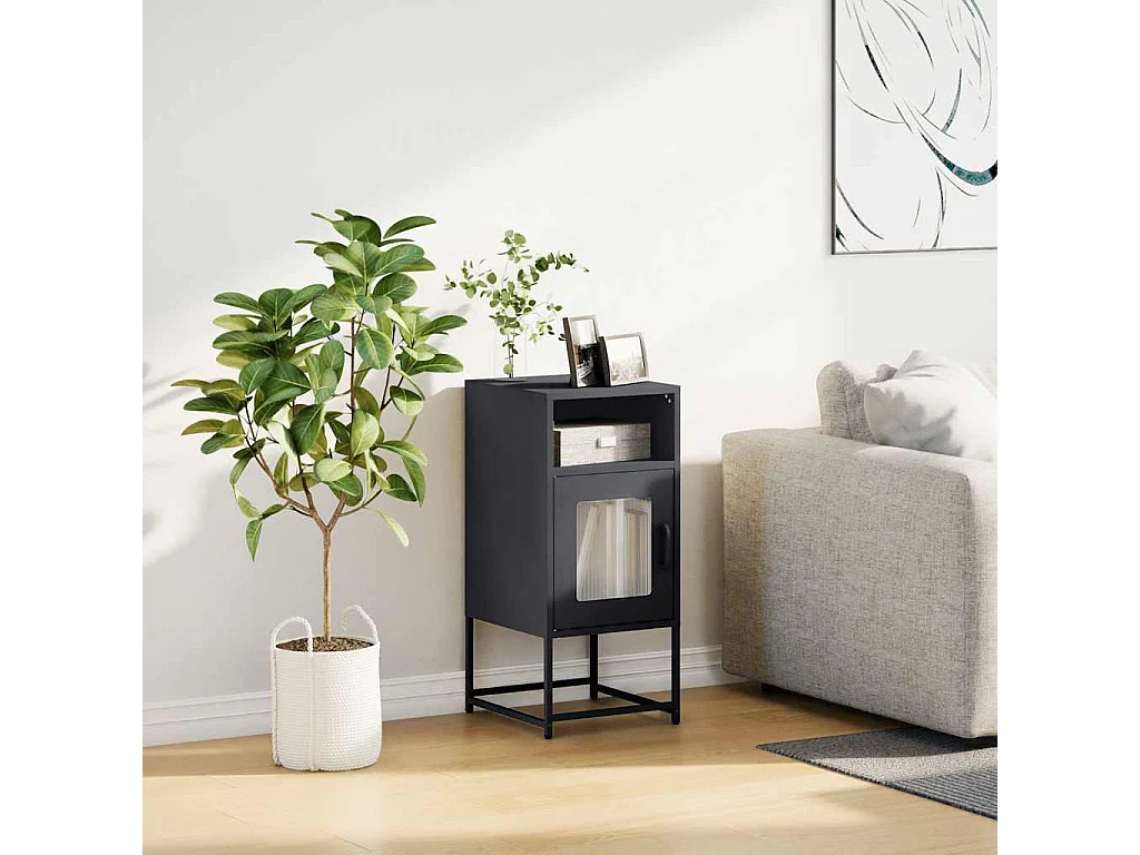 Table de chevet anthracite 36x39x78 cm acier laminé à froid