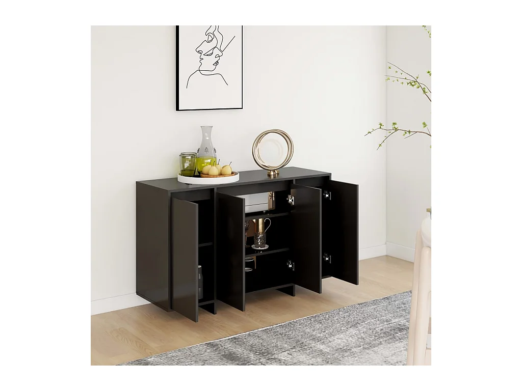 Buffet noir 120x41x75 cm bois d'ingénierie
