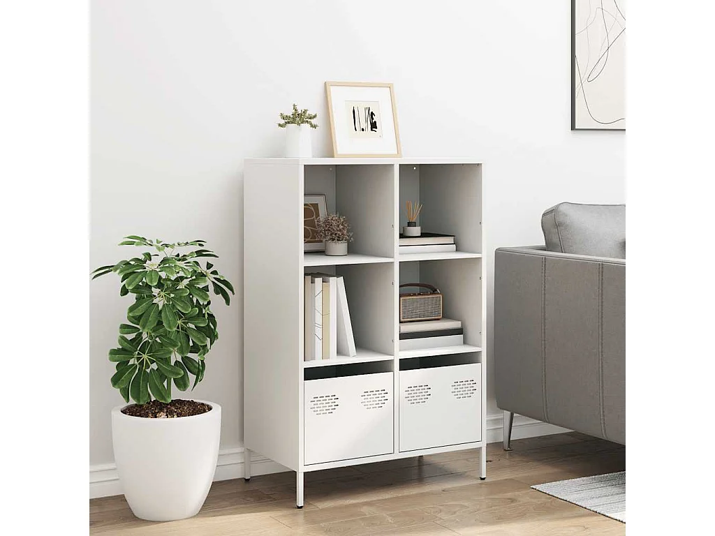 Buffet haut blanc 68x39x103,5 cm acier