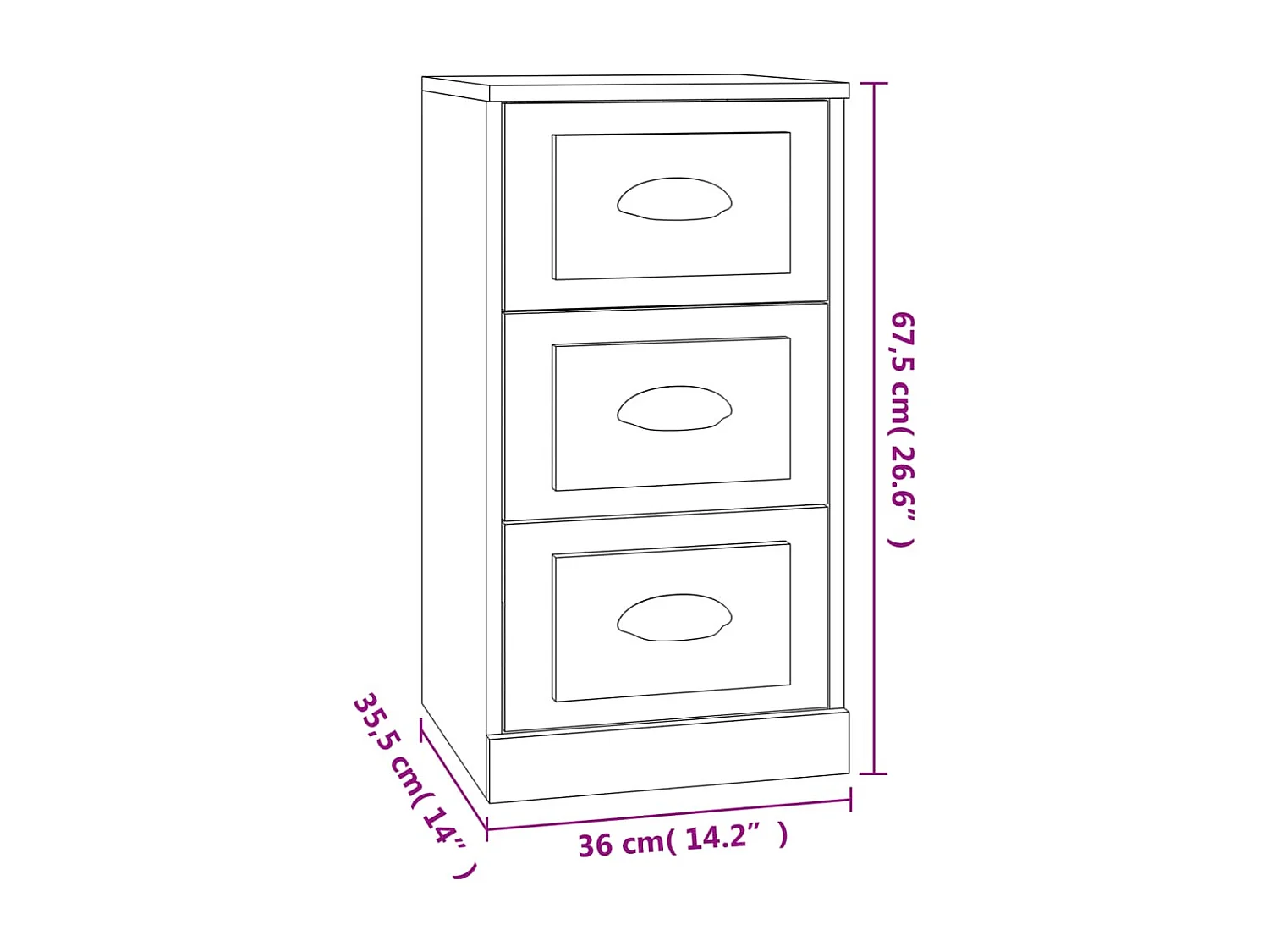 Buffet blanc 36x35,5x67,5 cm bois d'ingénierie