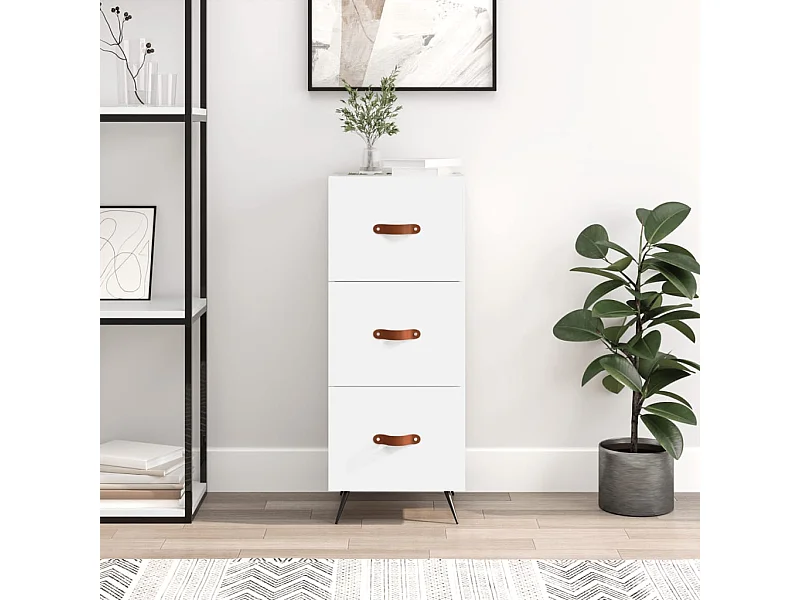 Credenza bianca 34,5x34x90 cm in legno ingegnerizzato