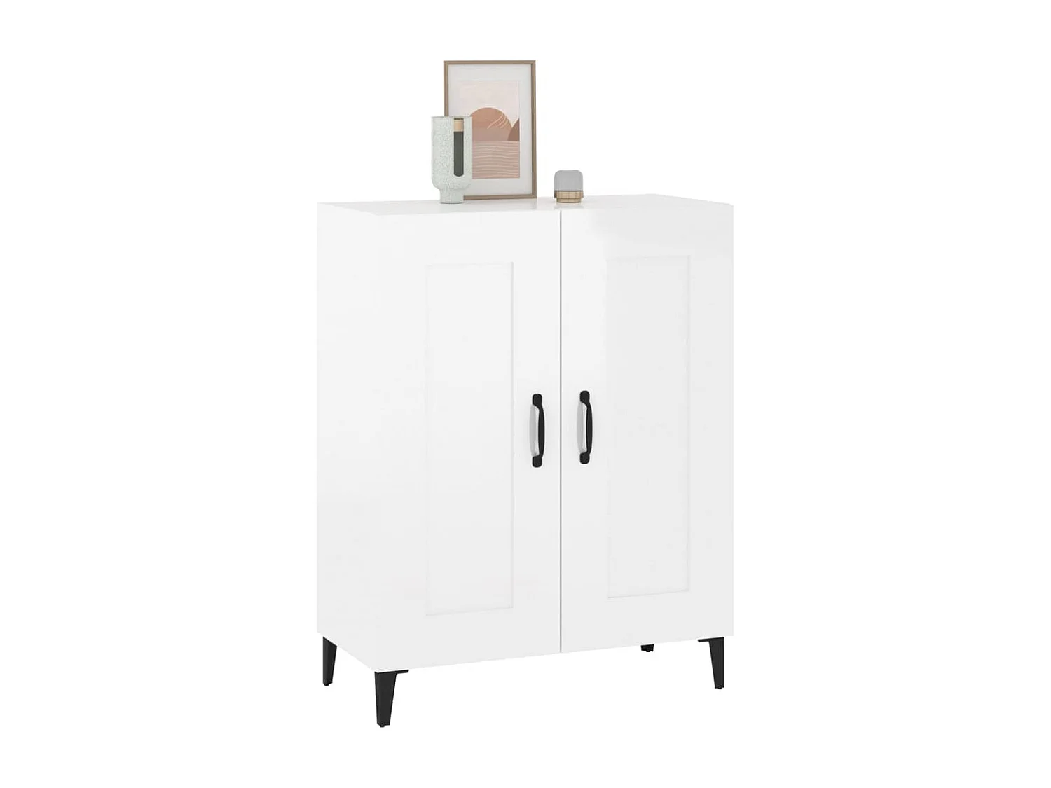 Credenza Bianco lucido 69,5x34x90 cm Legno composito