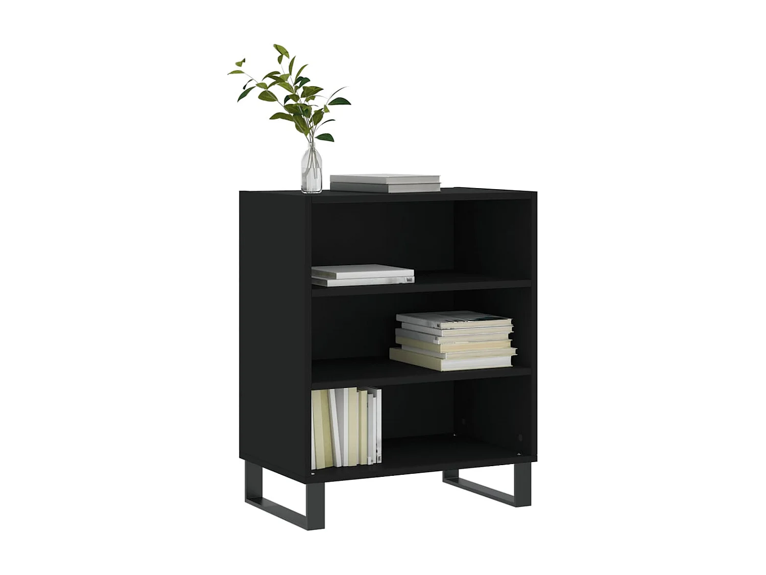 Buffet noir 57x35x70 cm bois d’ingénierie