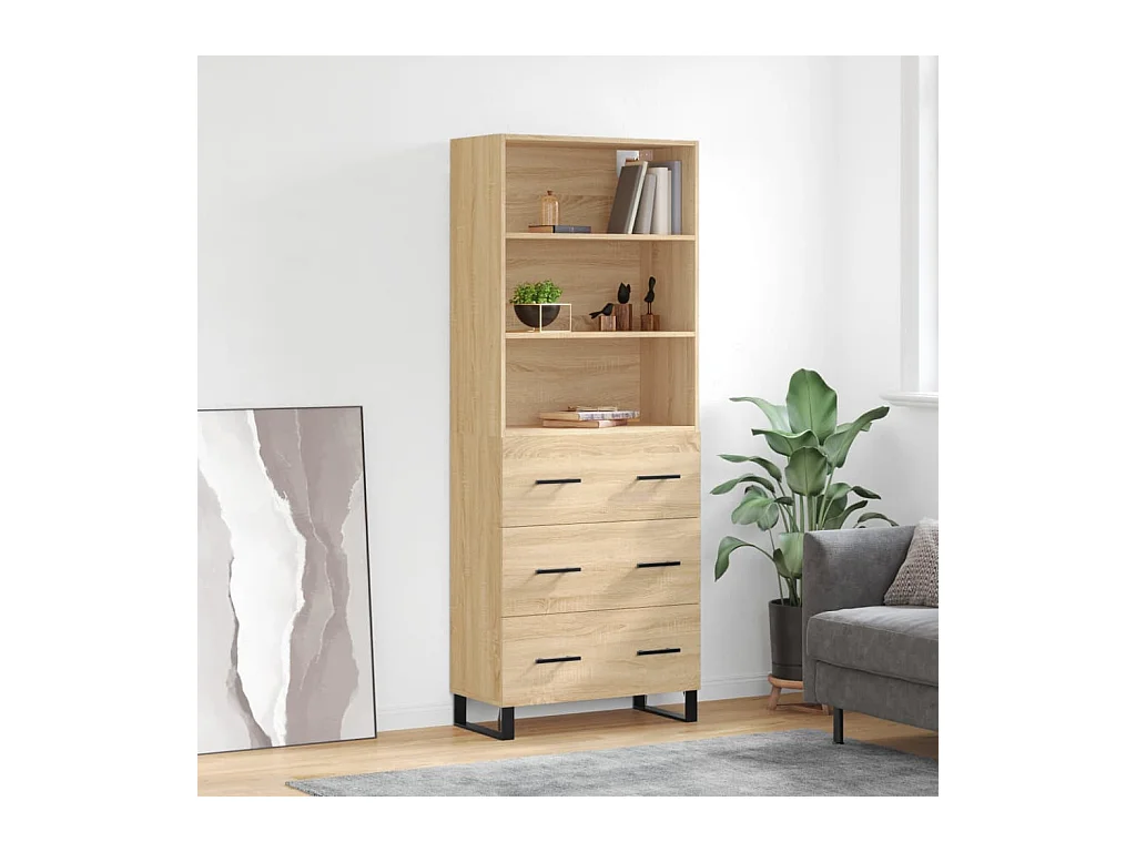 Hoog dressoir Sonoma eiken 69,5x34x180 cm Technisch hout