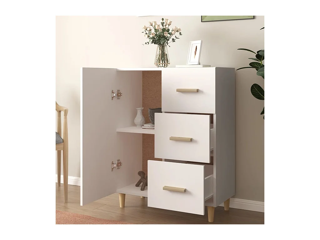 Buffet blanc 69,5x34x90 cm bois d'ingénierie