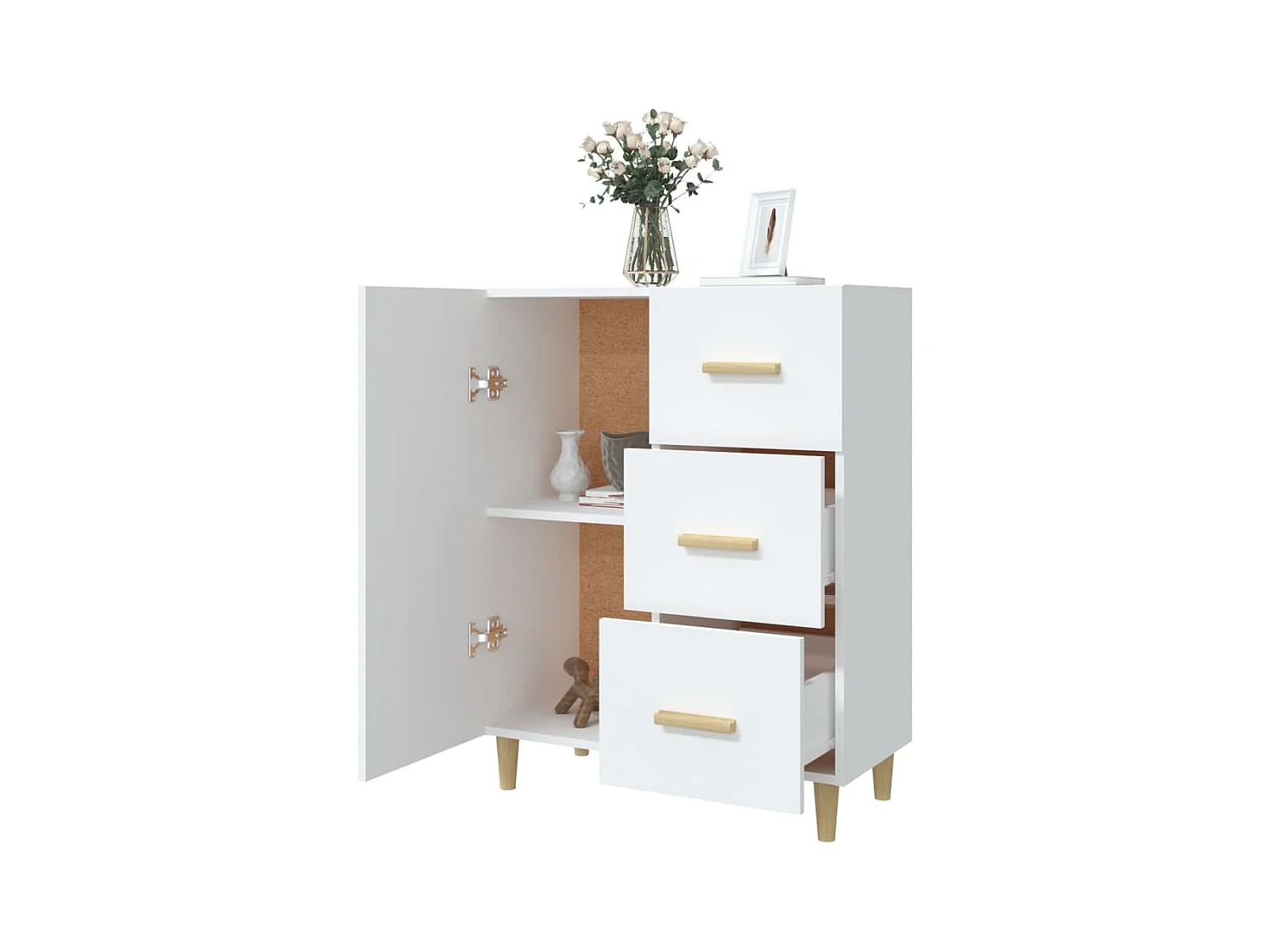 Buffet blanc 69,5x34x90 cm bois d'ingénierie