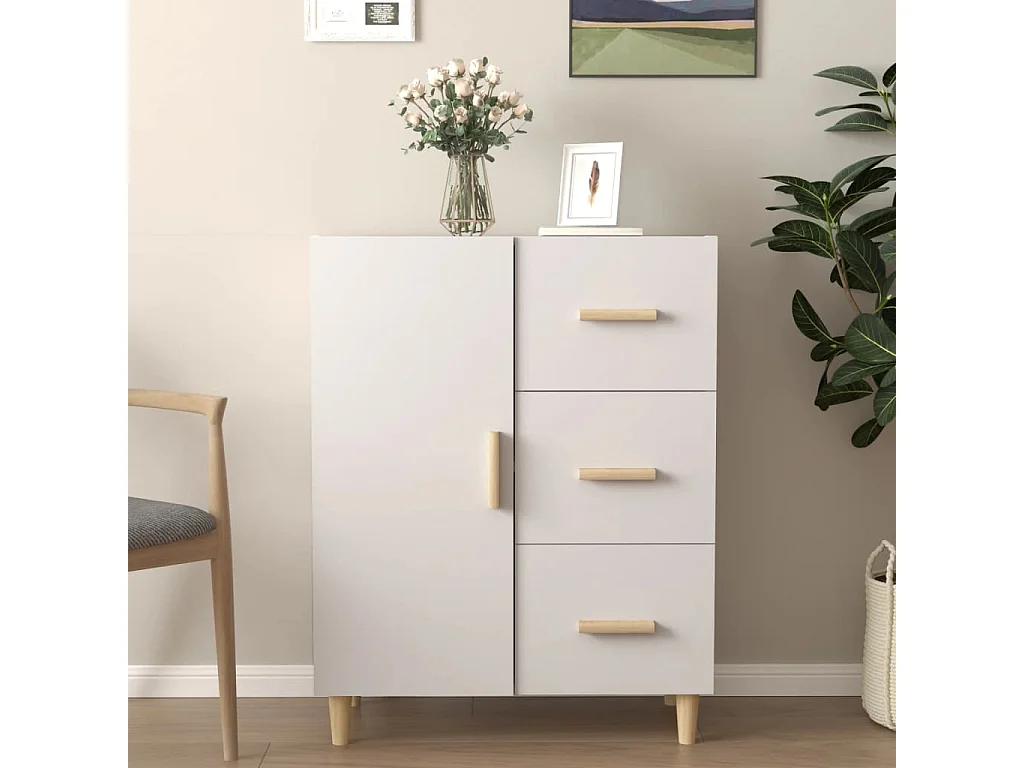 Credenza bianca 69,5x34x90 cm in legno ingegnerizzato