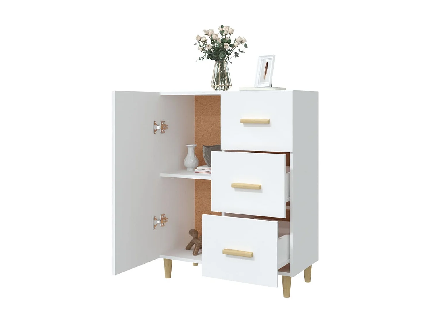 Credenza bianca 69,5x34x90 cm in legno ingegnerizzato