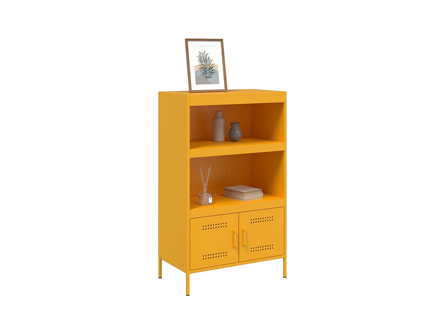 Buffet haut jaune moutarde 68x39x113 cm acier